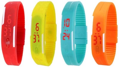 NS18 Silicone Led Magnet Band Combo of 4 Red, Yellow, Sky Blue And Orange Digital Watch  - For Boys & Girls   Watches  (NS18)