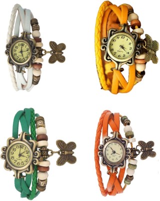 NS18 Vintage Butterfly Rakhi Combo of 4 White, Green, Yellow And Orange Analog Watch  - For Women   Watches  (NS18)