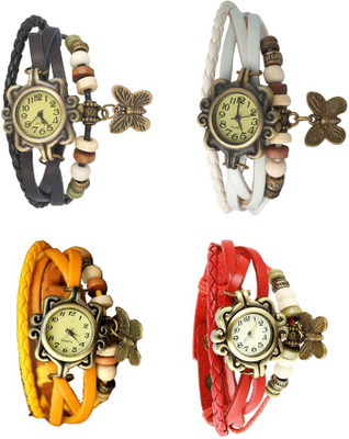 

Kissu Vintage Rakhi Combo of 4 Black, Yellow, White And Red Watch - For Women