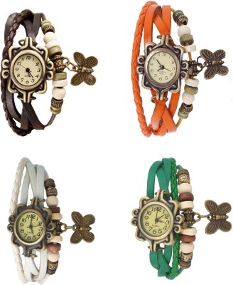 NS18 Vintage Butterfly Rakhi Combo of 4 Brown, White, Orange And Green Analog Watch  - For Women   Watches  (NS18)