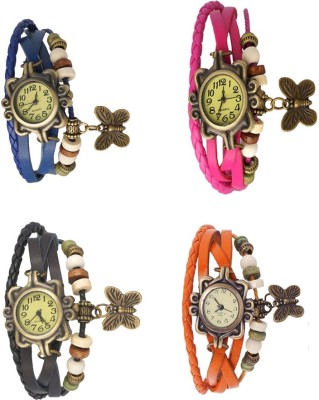 NS18 Vintage Butterfly Rakhi Combo of 4 Blue, Black, Pink And Orange Analog Watch  - For Women   Watches  (NS18)