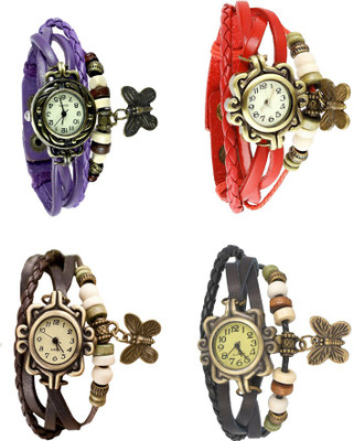 

Kissu Vintage Rakhi Combo of 4 Purple, Brown, Red And Black Watch - For Women