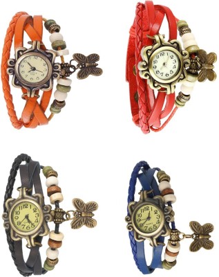 NS18 Vintage Butterfly Rakhi Combo of 4 Orange, Black, Red And Blue Analog Watch  - For Women   Watches  (NS18)