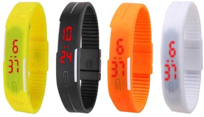 NS18 Silicone Led Magnet Band Combo of 4 Yellow, Black, Orange And White Digital Watch  - For Boys & Girls   Watches  (NS18)