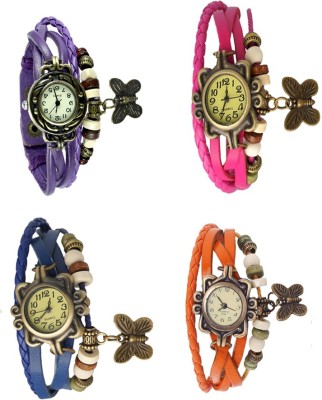 NS18 Vintage Butterfly Rakhi Combo of 4 Purple, Blue, Pink And Orange Analog Watch  - For Women   Watches  (NS18)