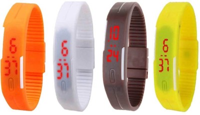 NS18 Silicone Led Magnet Band Combo of 4 Orange, White, Brown And Yellow Digital Watch  - For Boys & Girls   Watches  (NS18)