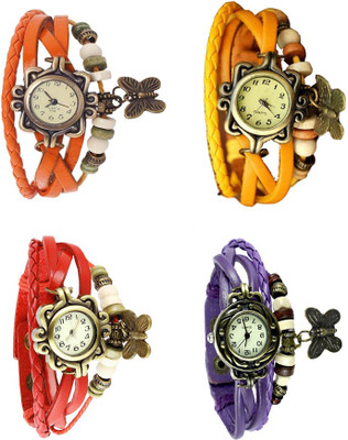

NS18 Vintage Butterfly Rakhi Combo of 4 Orange, Red, Yellow And Purple Watch - For Women