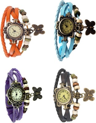 NS18 Vintage Butterfly Rakhi Combo of 4 Orange, Purple, Sky Blue And Black Analog Watch  - For Women   Watches  (NS18)