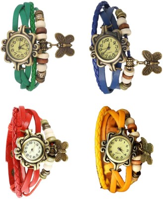 NS18 Vintage Butterfly Rakhi Combo of 4 Green, Red, Blue And Yellow Analog Watch  - For Women   Watches  (NS18)