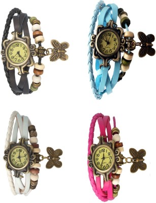 NS18 Vintage Butterfly Rakhi Combo of 4 Black, White, Sky Blue And Pink Analog Watch  - For Women   Watches  (NS18)