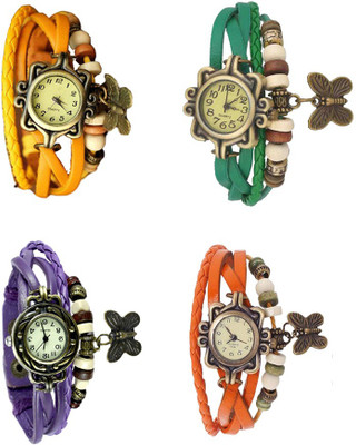 

Kissu Vintage Rakhi Combo of 4 Yellow, Purple, Green And Orange Watch - For Women
