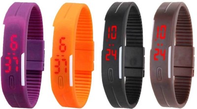 NS18 Silicone Led Magnet Band Combo of 4 Purple, Orange, Black And Brown Digital Watch  - For Boys & Girls   Watches  (NS18)