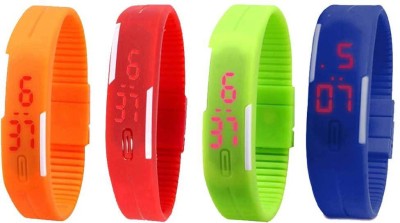 NS18 Silicone Led Magnet Band Combo of 4 Orange, Red, Green And Blue Digital Watch  - For Boys & Girls   Watches  (NS18)
