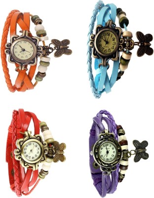 NS18 Vintage Butterfly Rakhi Combo of 4 Orange, Red, Sky Blue And Purple Analog Watch  - For Women   Watches  (NS18)