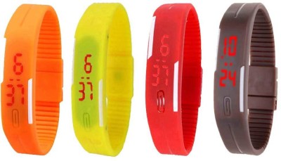NS18 Silicone Led Magnet Band Combo of 4 Orange, Yellow, Red And Brown Digital Watch  - For Boys & Girls   Watches  (NS18)