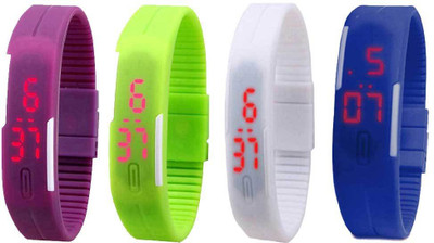 

Kissu Led Magnet Band Combo of 4 Purple, Green, White And Blue Watch - For Men & Women