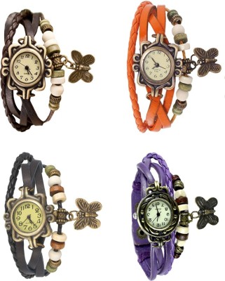 NS18 Vintage Butterfly Rakhi Combo of 4 Brown, Black, Orange And Purple Analog Watch  - For Women   Watches  (NS18)