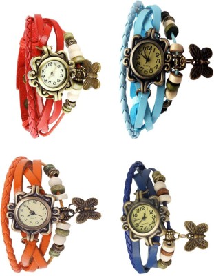 NS18 Vintage Butterfly Rakhi Combo of 4 Red, Orange, Sky Blue And Blue Analog Watch  - For Women   Watches  (NS18)