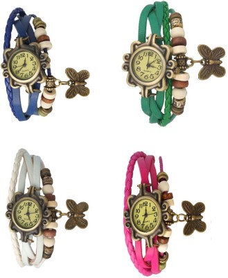 NS18 Vintage Butterfly Rakhi Combo of 4 Blue, White, Green And Pink Analog Watch  - For Women   Watches  (NS18)