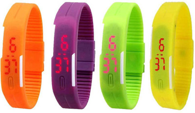 

Kissu Led Magnet Band Combo of 4 Orange, Purple, Green And Yellow Watch - For Men & Women