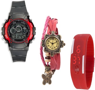 Sir Time Pack of 3 Multicolor Analog-Digital Watch  - For Men & Women   Watches  (Sir Time)