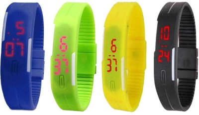 NS18 Silicone Led Magnet Band Combo of 4 Blue, Green, Yellow And Black Digital Watch  - For Boys & Girls   Watches  (NS18)