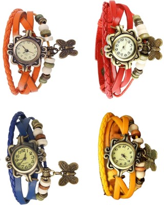 NS18 Vintage Butterfly Rakhi Combo of 4 Orange, Blue, Red And Yellow Analog Watch  - For Women   Watches  (NS18)