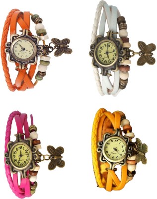 NS18 Vintage Butterfly Rakhi Combo of 4 Orange, Pink, White And Yellow Analog Watch  - For Women   Watches  (NS18)