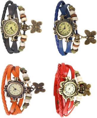 NS18 Vintage Butterfly Rakhi Combo of 4 Black, Orange, Blue And Red Analog Watch  - For Women   Watches  (NS18)