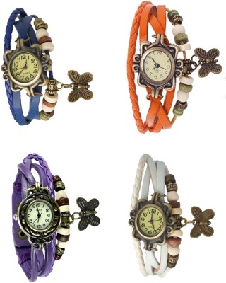 NS18 Vintage Butterfly Rakhi Combo of 4 Blue, Purple, Orange And White Analog Watch  - For Women   Watches  (NS18)