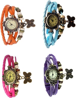 NS18 Vintage Butterfly Rakhi Combo of 4 Orange, Pink, Sky Blue And Purple Analog Watch  - For Women   Watches  (NS18)