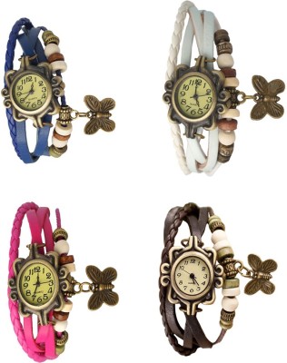 NS18 Vintage Butterfly Rakhi Combo of 4 Blue, Pink, White And Brown Analog Watch  - For Women   Watches  (NS18)