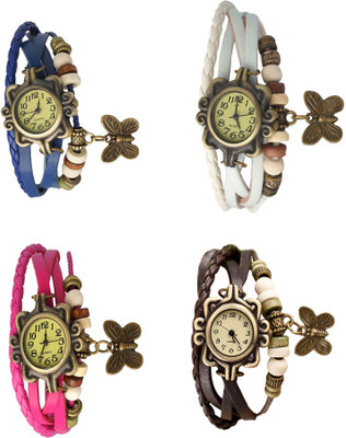 

Kissu Vintage Rakhi Combo of 4 Blue, Pink, White And Brown Watch - For Women