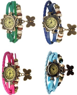 NS18 Vintage Butterfly Rakhi Combo of 4 Green, Pink, Blue And Sky Blue Analog Watch  - For Women   Watches  (NS18)