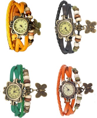 NS18 Vintage Butterfly Rakhi Combo of 4 Yellow, Green, Black And Orange Analog Watch  - For Women   Watches  (NS18)
