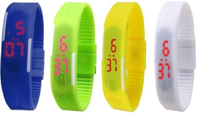 NS18 Silicone Led Magnet Band Combo of 4 Blue, Green, Yellow And White Digital Watch  - For Boys & Girls   Watches  (NS18)