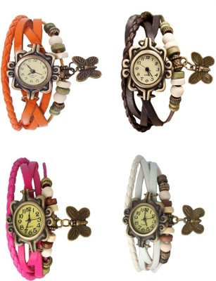 NS18 Vintage Butterfly Rakhi Combo of 4 Orange, Pink, Brown And White Analog Watch  - For Women   Watches  (NS18)