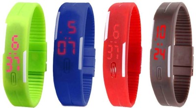 NS18 Silicone Led Magnet Band Combo of 4 Green, Blue, Red And Brown Digital Watch  - For Boys & Girls   Watches  (NS18)