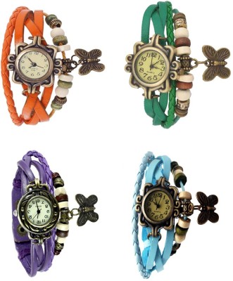 NS18 Vintage Butterfly Rakhi Combo of 4 Orange, Purple, Green And Sky Blue Analog Watch  - For Women   Watches  (NS18)