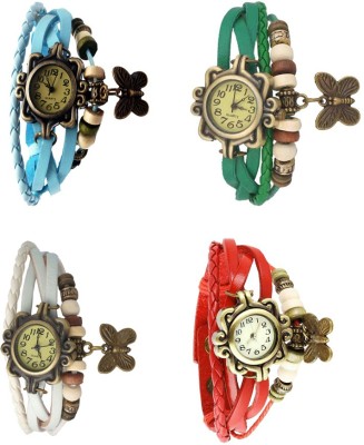 NS18 Vintage Butterfly Rakhi Combo of 4 Sky Blue, White, Green And Red Analog Watch  - For Women   Watches  (NS18)