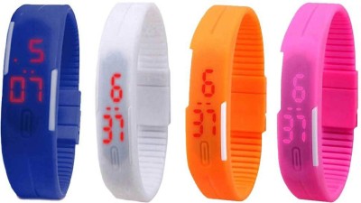 NS18 Silicone Led Magnet Band Combo of 4 Blue, White, Orange And Pink Digital Watch  - For Boys & Girls   Watches  (NS18)