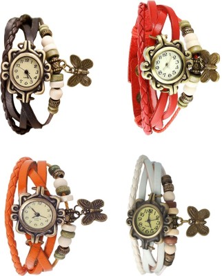 NS18 Vintage Butterfly Rakhi Combo of 4 Brown, Orange, Red And White Analog Watch  - For Women   Watches  (NS18)