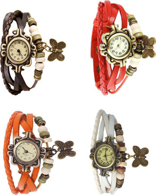 NS18 Vintage Butterfly Rakhi Combo of 4 Brown, Orange, Red And White Analog Watch  - For Women   Watches  (NS18)