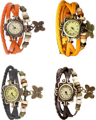 

Kissu Vintage Rakhi Combo of 4 Orange, Black, Yellow And Brown Watch - For Women