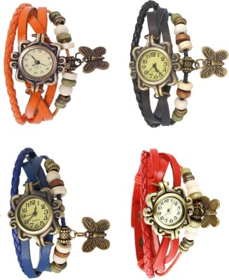 NS18 Vintage Butterfly Rakhi Combo of 4 Orange, Blue, Black And Red Analog Watch  - For Women   Watches  (NS18)