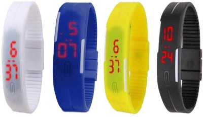 NS18 Silicone Led Magnet Band Combo of 4 White, Blue, Yellow And Black Digital Watch  - For Boys & Girls   Watches  (NS18)