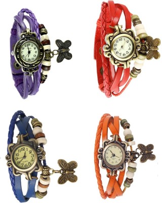 NS18 Vintage Butterfly Rakhi Combo of 4 Purple, Blue, Red And Orange Analog Watch  - For Women   Watches  (NS18)