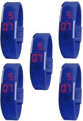 NS18 Silicone Led Magnet Band Combo of 5 Blue Digital Watch  - For Boys & Girls   Watches  (NS18)