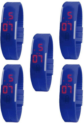 

Kissu Led Magnet Band Combo of 5 Blue Watch - For Men & Women