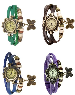 NS18 Vintage Butterfly Rakhi Combo of 4 Green, Blue, Brown And Purple Analog Watch  - For Women   Watches  (NS18)